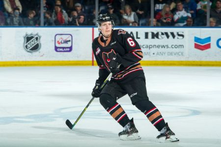 Luke Prokop while playing for the Calgary Hitmen. The NHL prospect recently announced he is gay, a milestone for the sport.