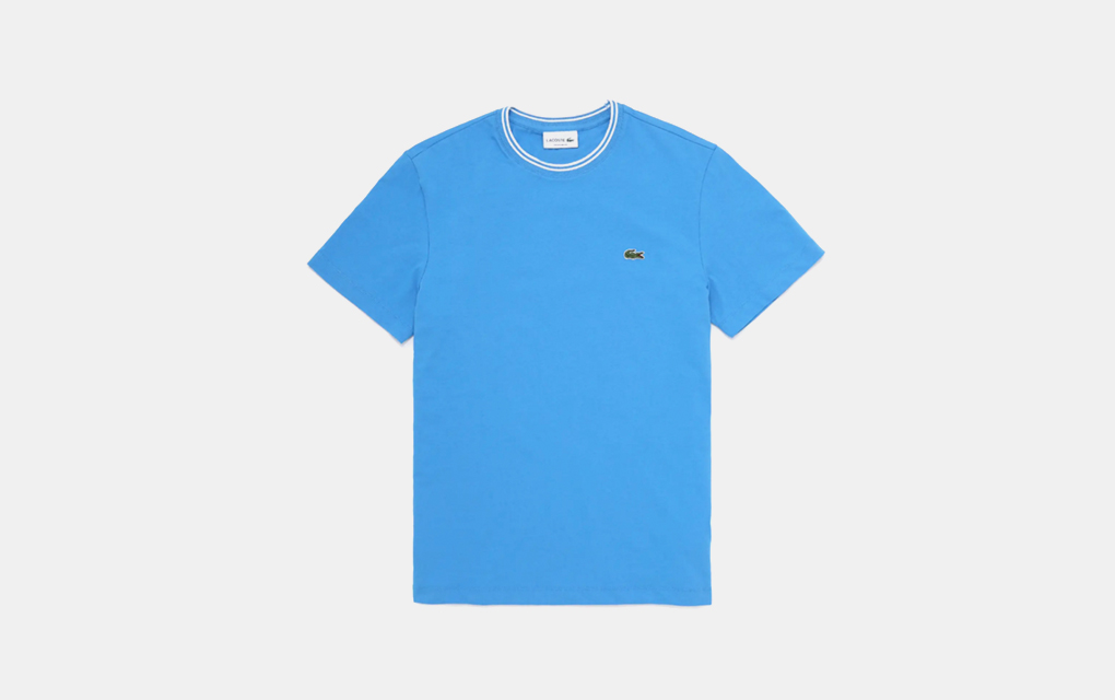 Lacoste Logo Tipped T-Shirt in Blue/White