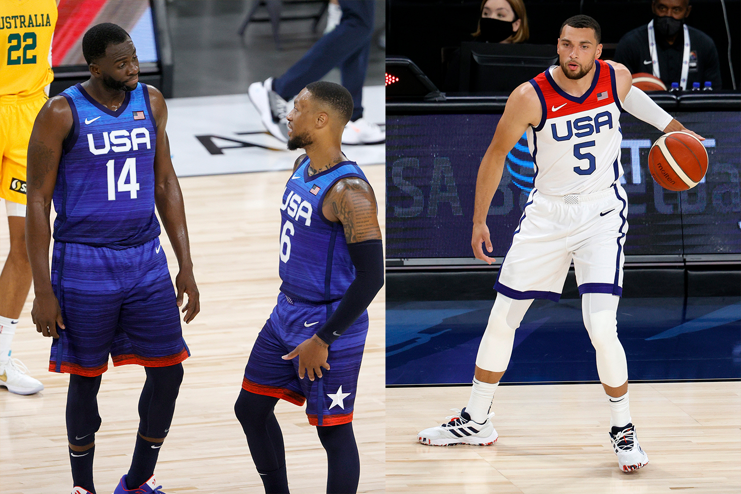 The two uniform designs the USA men's hoops team will be wearing at the Tokyo Olympics