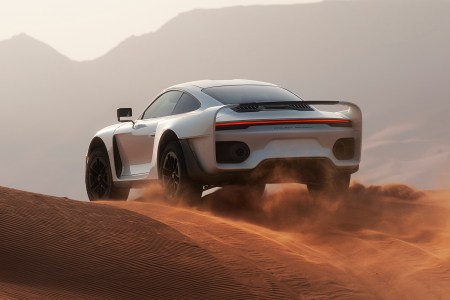 The new Marsien supercar from Marc Philipp Gemballa GmbH testing in the desert of the United Arab Emirates. It's based on the new Porsche 911 Turbo S.