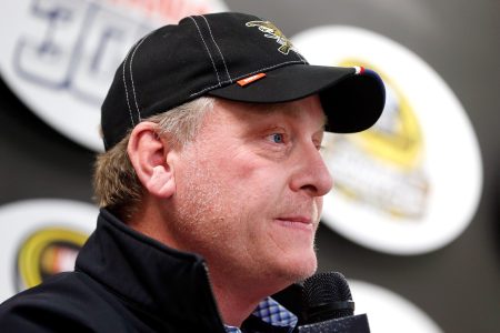 Curt Schilling speaks with the media in 2015. The former baseball pitcher was denied a request to be removed from the baseball Hall of Fame balloting.