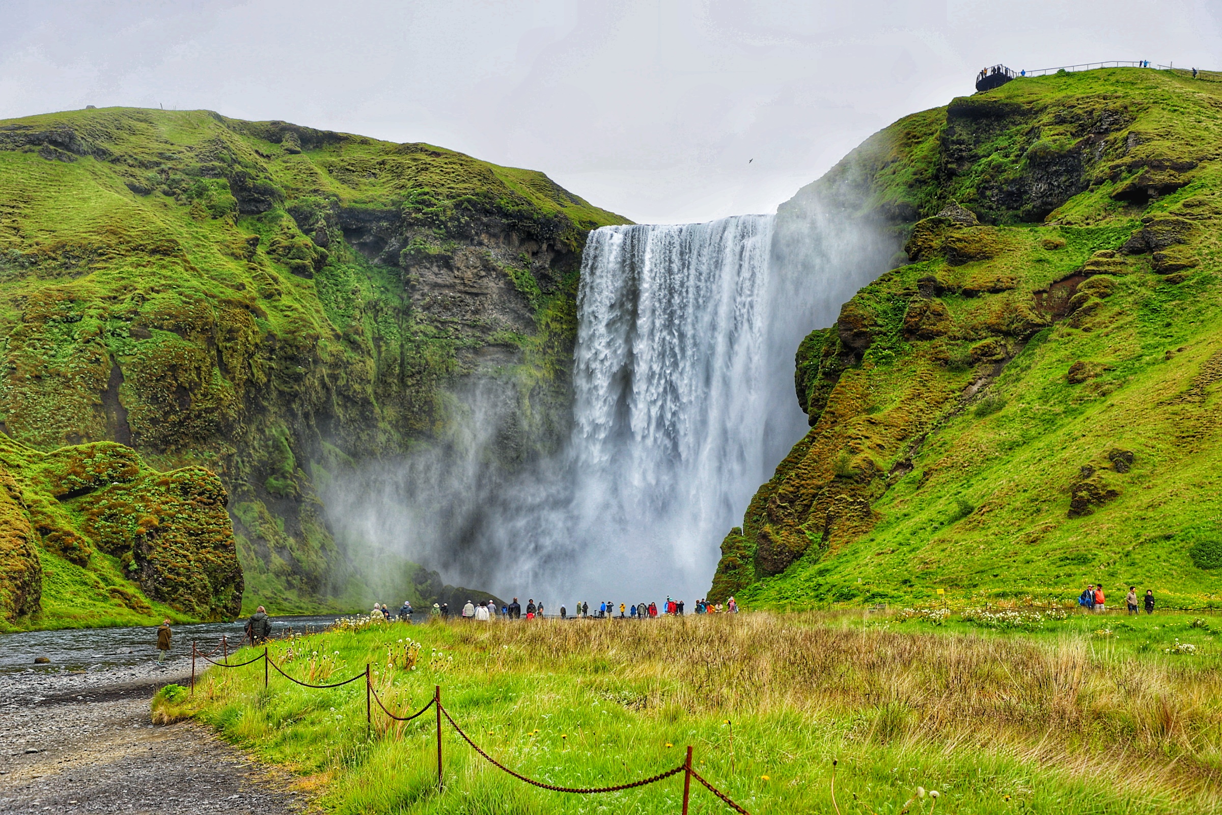 The Skógafoss waterfall in iceland in summer