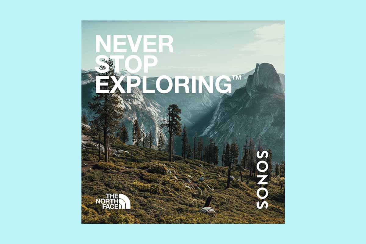 The logo for the Sonos/North Face radio station Never Stop Exploring