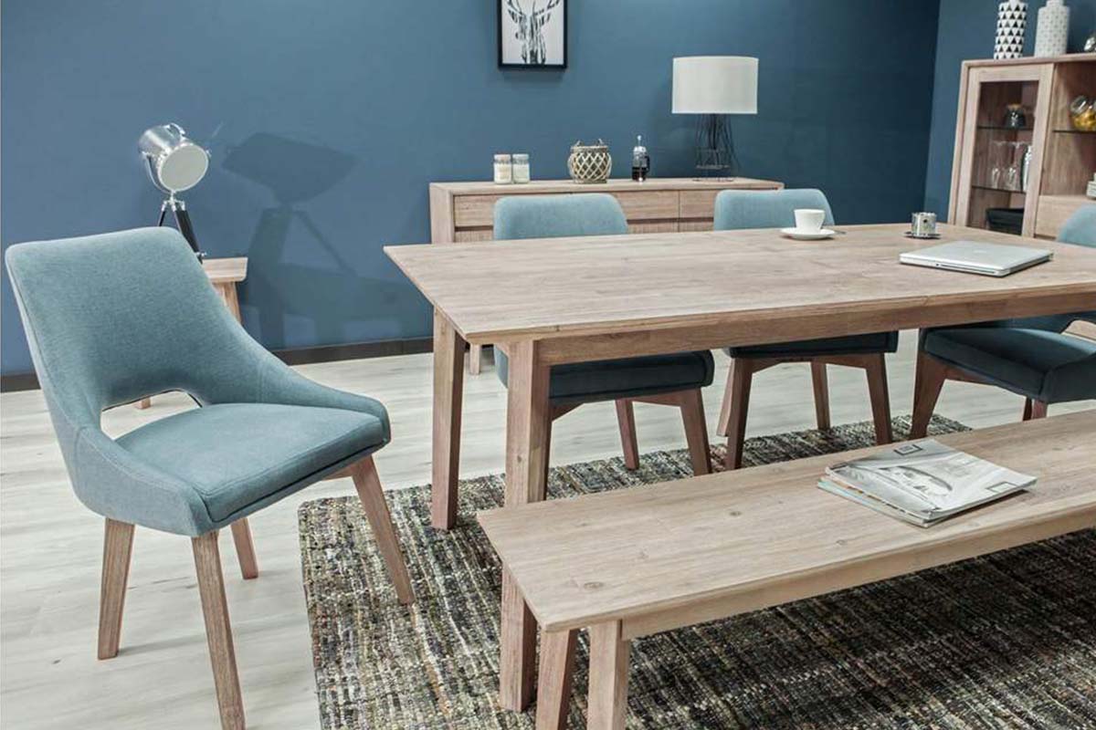 A room featuring the Clara Extendable Dining Table and other Apt2B furniture, now on sale