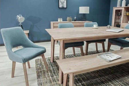 A room featuring the Clara Extendable Dining Table and other Apt2B furniture, now on sale