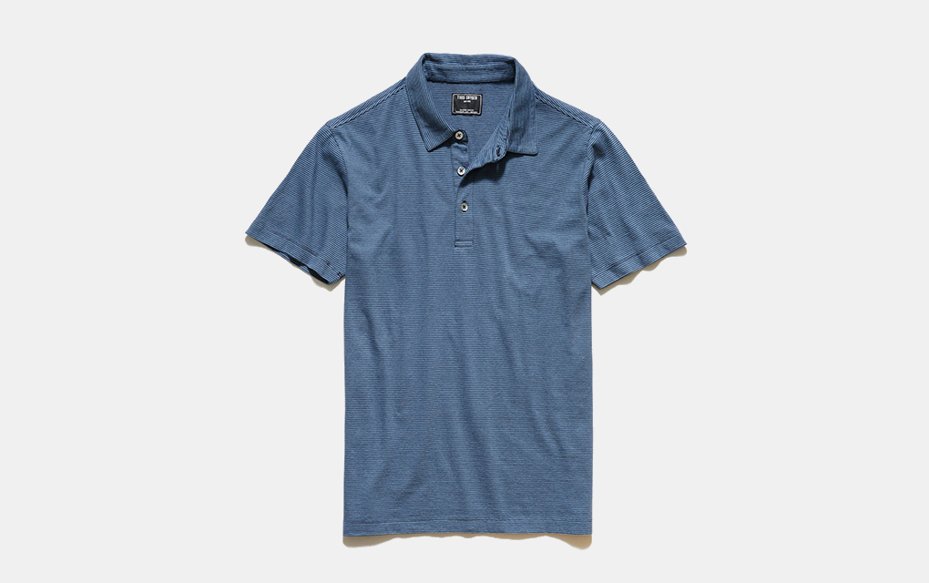 Todd Snyder Jersey Striped Polo in Club Blue
