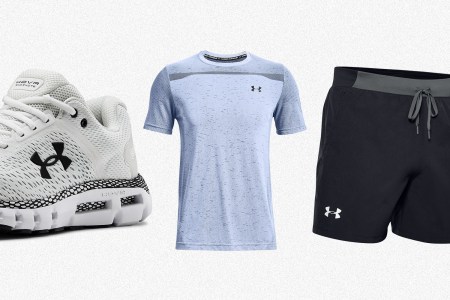 HOVR running shoes, a training T-shirt and five-inch workout shorts from Under Armour, which is currently throwing its Semi-Annual Sale
