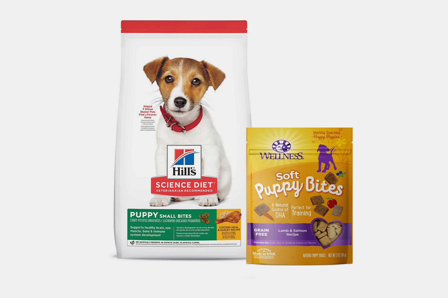 Bundle: Hill's Science Diet Puppy Healthy Development Small Bites Dry Food + Wellness Soft Puppy Bites Lamb & Salmon Recipe Grain-Free Dog Treats