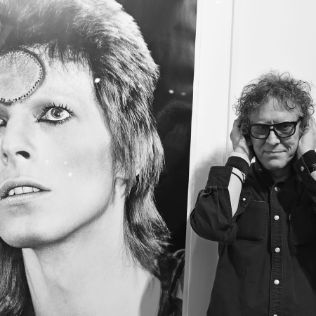 Mick Rock at the TASCHEN Gallery opening reception for "Mick Rock: Shooting For Stardust - The Rise Of David Bowie & Co."