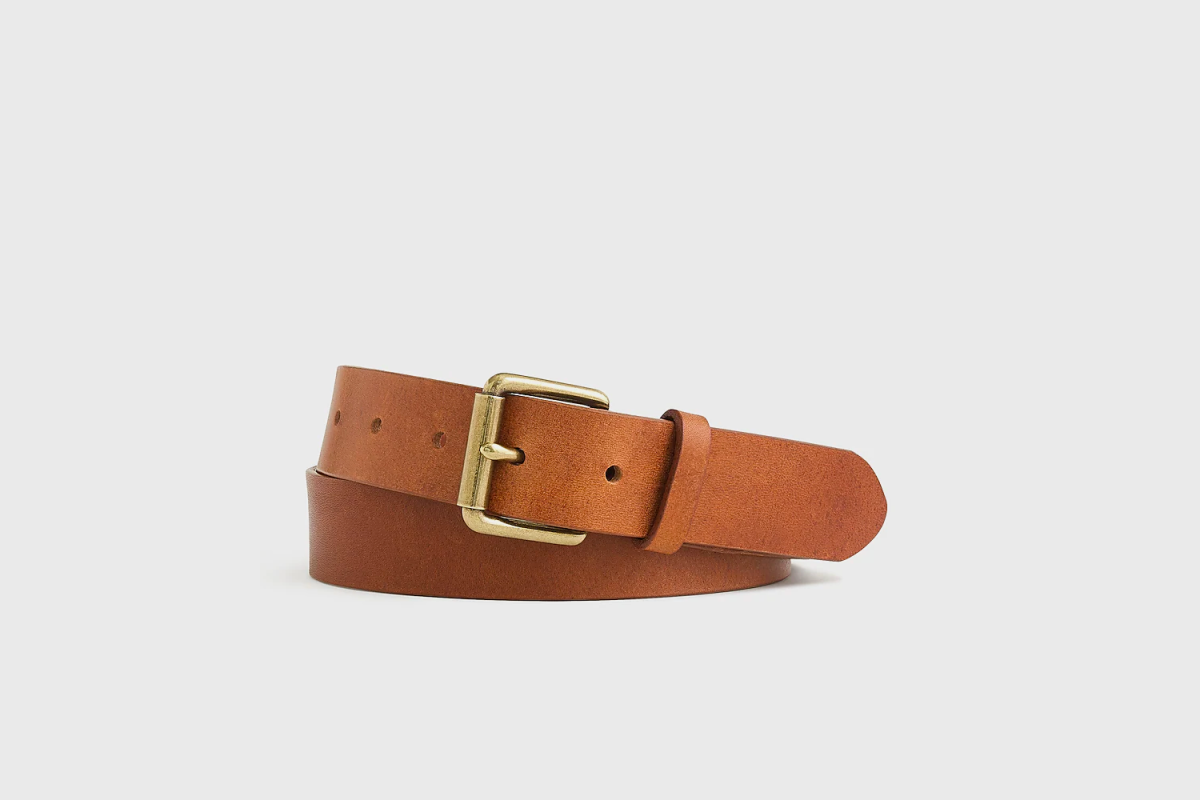 Roller-buckle Italian leather belt