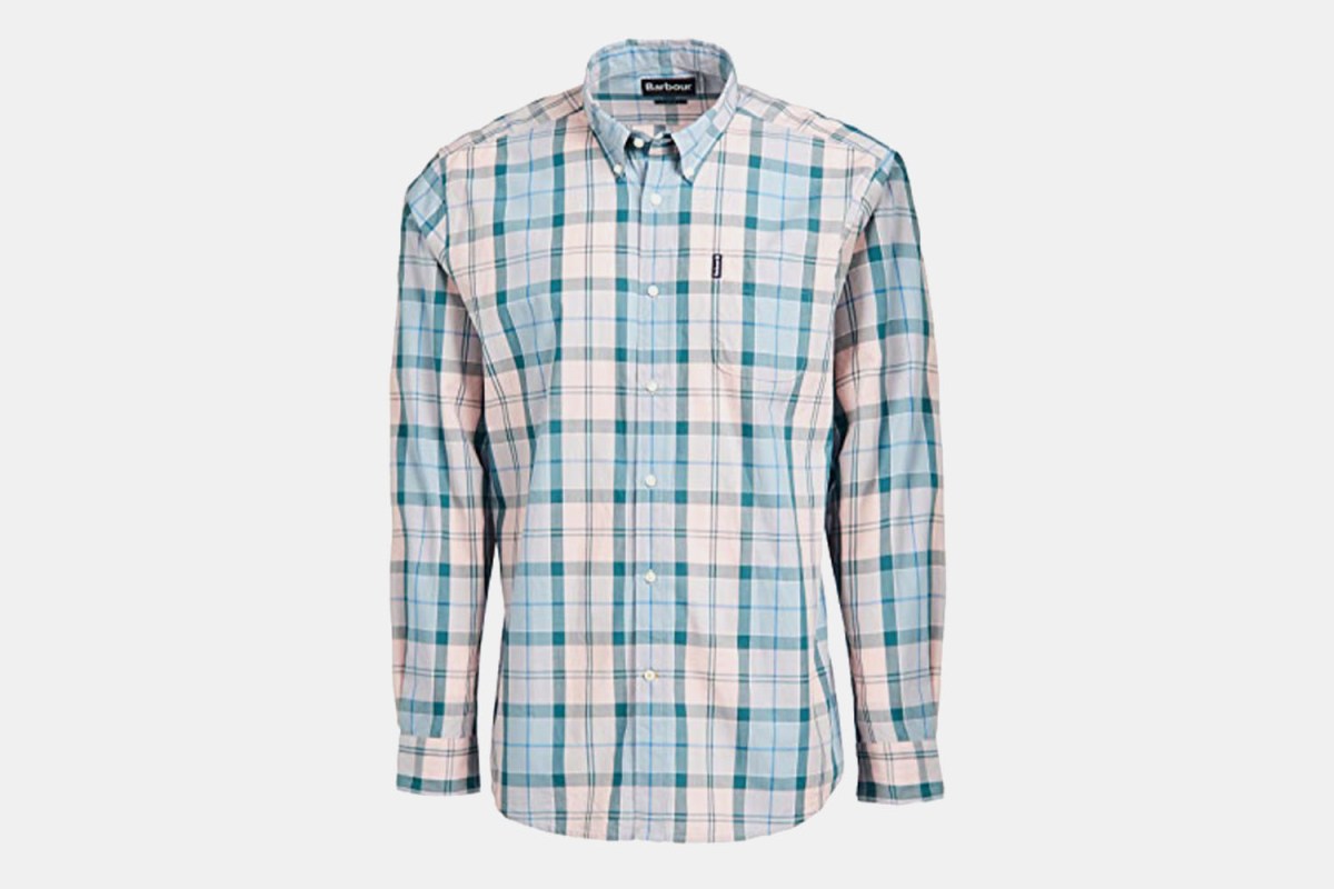 Barbour Sandwood Long Sleeve Shirt in Pink and Blue Plaid