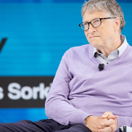 Bill Gates speaks on stage. The Microsoft founder recently told Anderson Cooper that he regrets his relationship with Jeffrey Epstein.