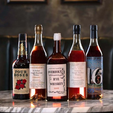 Highlights from the "A Century of American Whiskey" auction ft. 1948 Four Roses, the first legendary A.H. Hirsch 1974 Reserve, Pre-Prohibition Old Overholt, 1975 Van Winkle for Corti Brothers and the very rare Van Winkle Twisted Spoke bottling. All the bottles are part of the