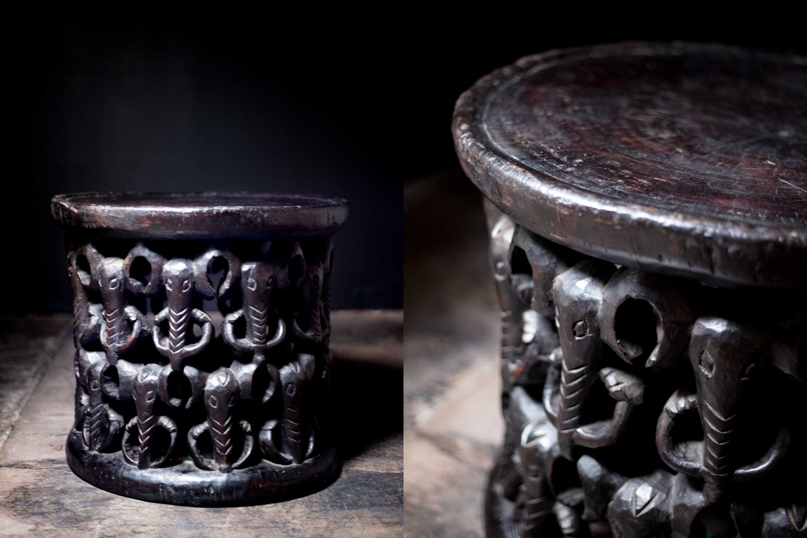 A hand-carved wooden stool from Cameroon at casa berbere