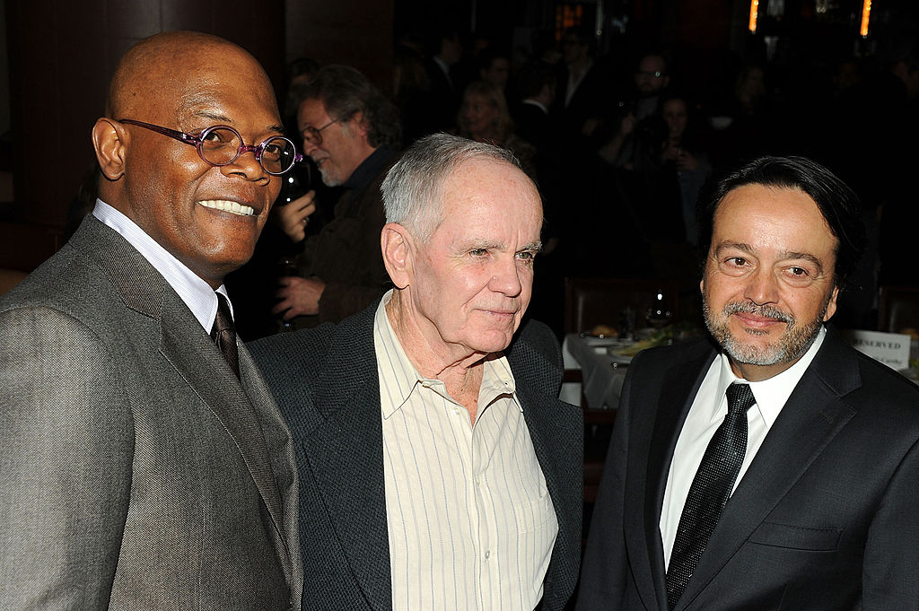 Actor Samuel L. Jackson, writer Cormac McCarthy and HBO Films president Len Amato attend the HBO Films & The Cinema Society screening of "Sunset Limited" after party at Porter House on February 1, 2011 in New York City.