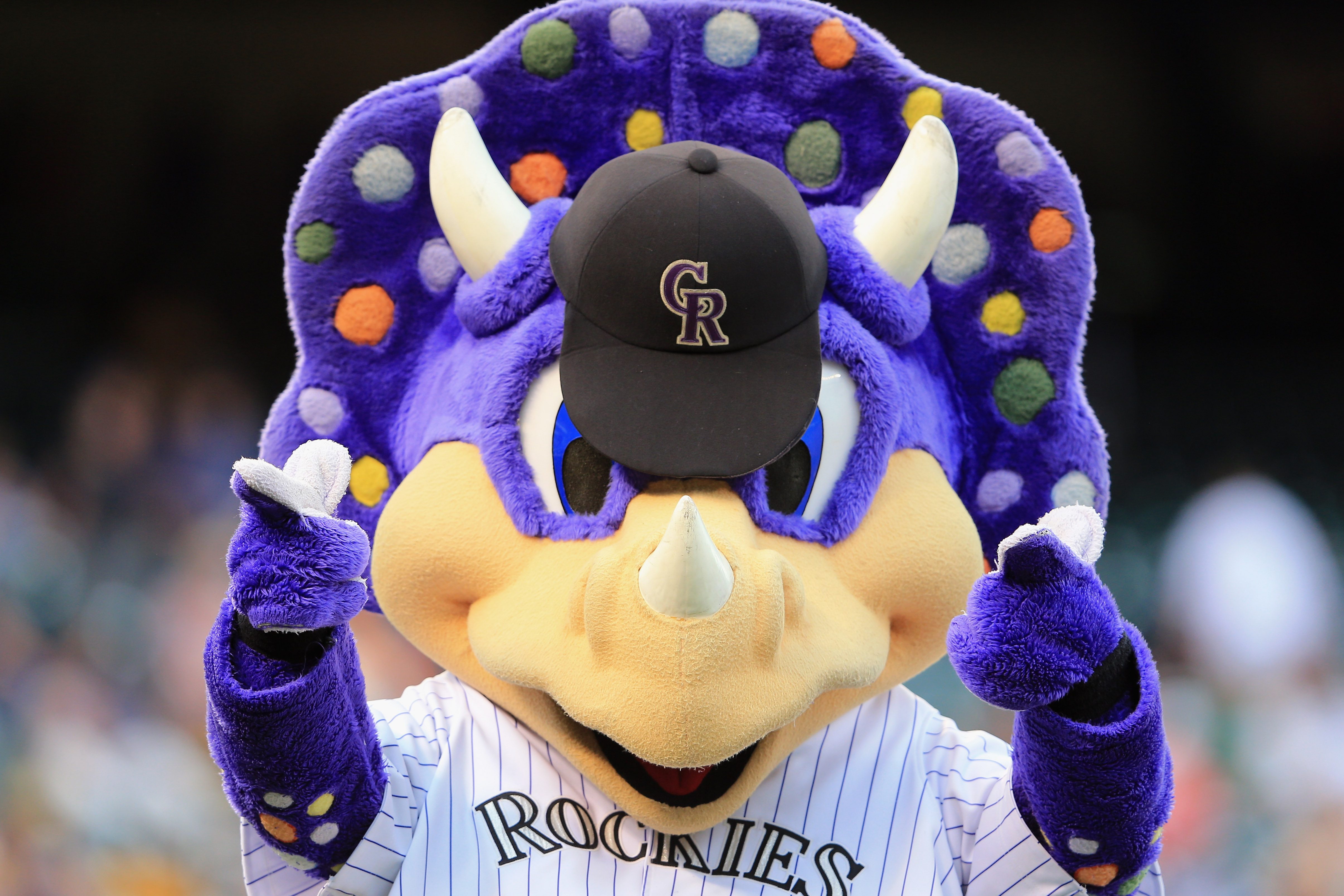 A close-up of Colorado Rockies mascot Dinger. Confusion Lingers About Colorado Fan Yelling at Mascot or Directing Racial Slur at Black Miami Player