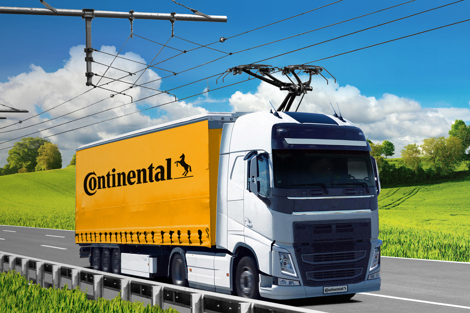 An electric truck on an electrified highway with a pantograph from Siemens and Continental. It could be the future of trucking.