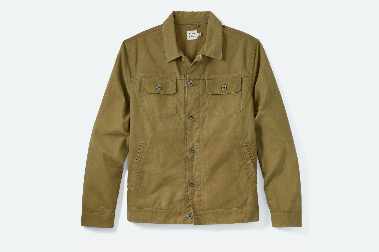 Flint and Tinder Unlined Waxed Trucker Jacket in Field Tan