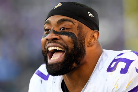 Minnesota Vikings defensive end Everson Griffen. He resigned with Minnesota and is now going to apologize to Kirk Cousins after calling the quarterback "ass" on Twitter.