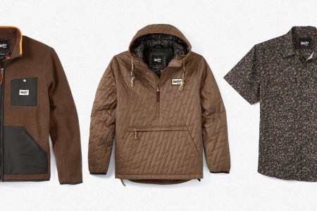 The Chisos Jacket, Voltage Quilted Pullover and H Bar B Shirt from the Howler Brothers and Huckberry Morel Seaglass collection. It's a fleece, insulated hoodie and short-sleeve button-up shirt perfect for fall 2021 adventures.