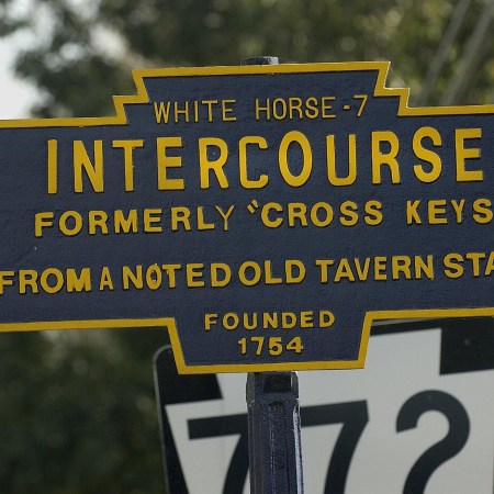 A sign entering Intercourse, Pennsylvania