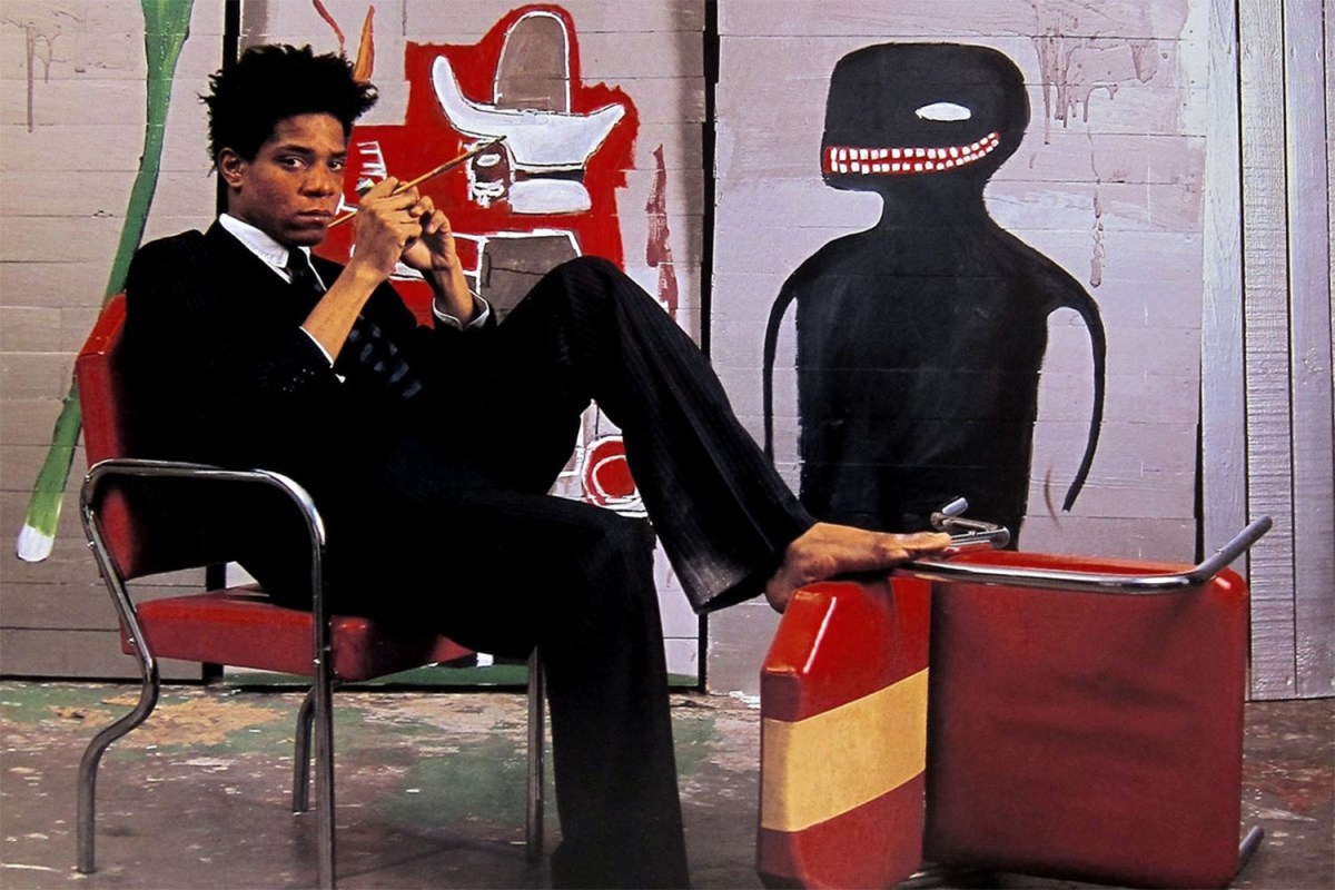 Jean-Michel Basquiat in his studio photographed by Lizzie Himmel