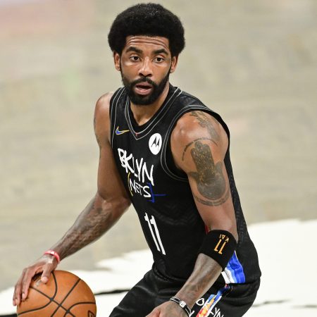 Kyrie Irving of the Brooklyn Nets. Irving got in trouble recently for criticizing Nike's new shoes, a collaboration with the basketball star