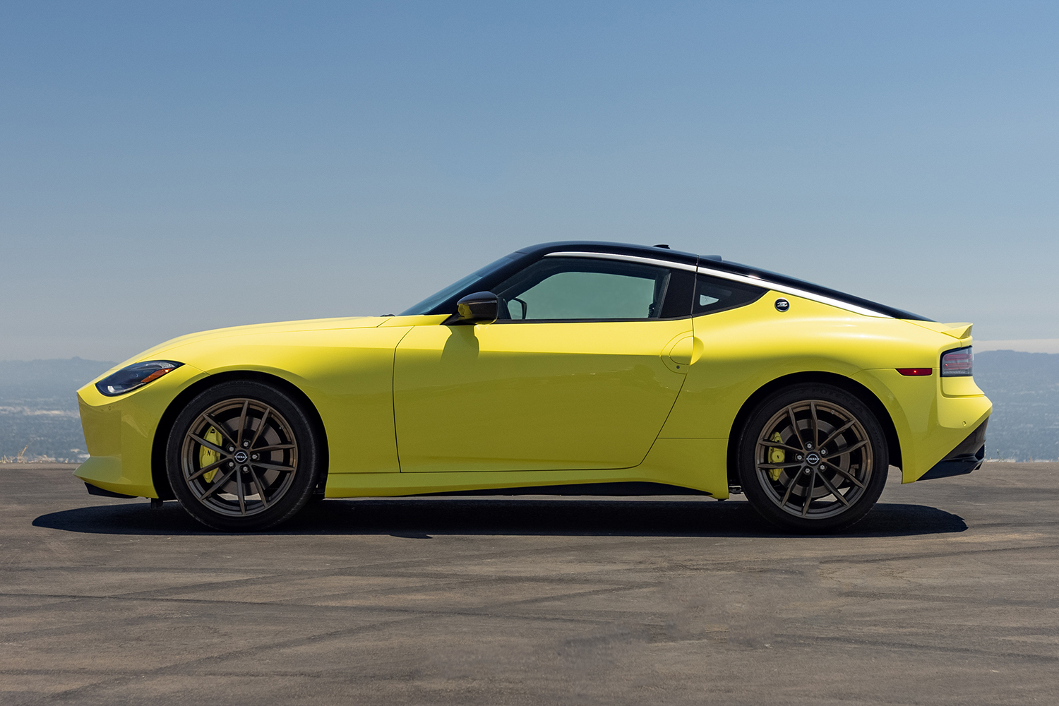 The new 2023 Nissan Z Proto Spec, a limited edition launch version of the new sports car. Here the coupe is feature in Ikazuchi Yellow.
