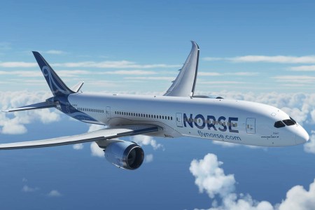 A 787 Dreamliner branded with Norse Atlantic Airways, a new airline launching in 2022