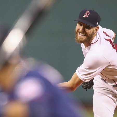 Chris Sale of the Boston Red Sox pitches against the Minnesota Twins at Fenway Park on August 26 in Boston.