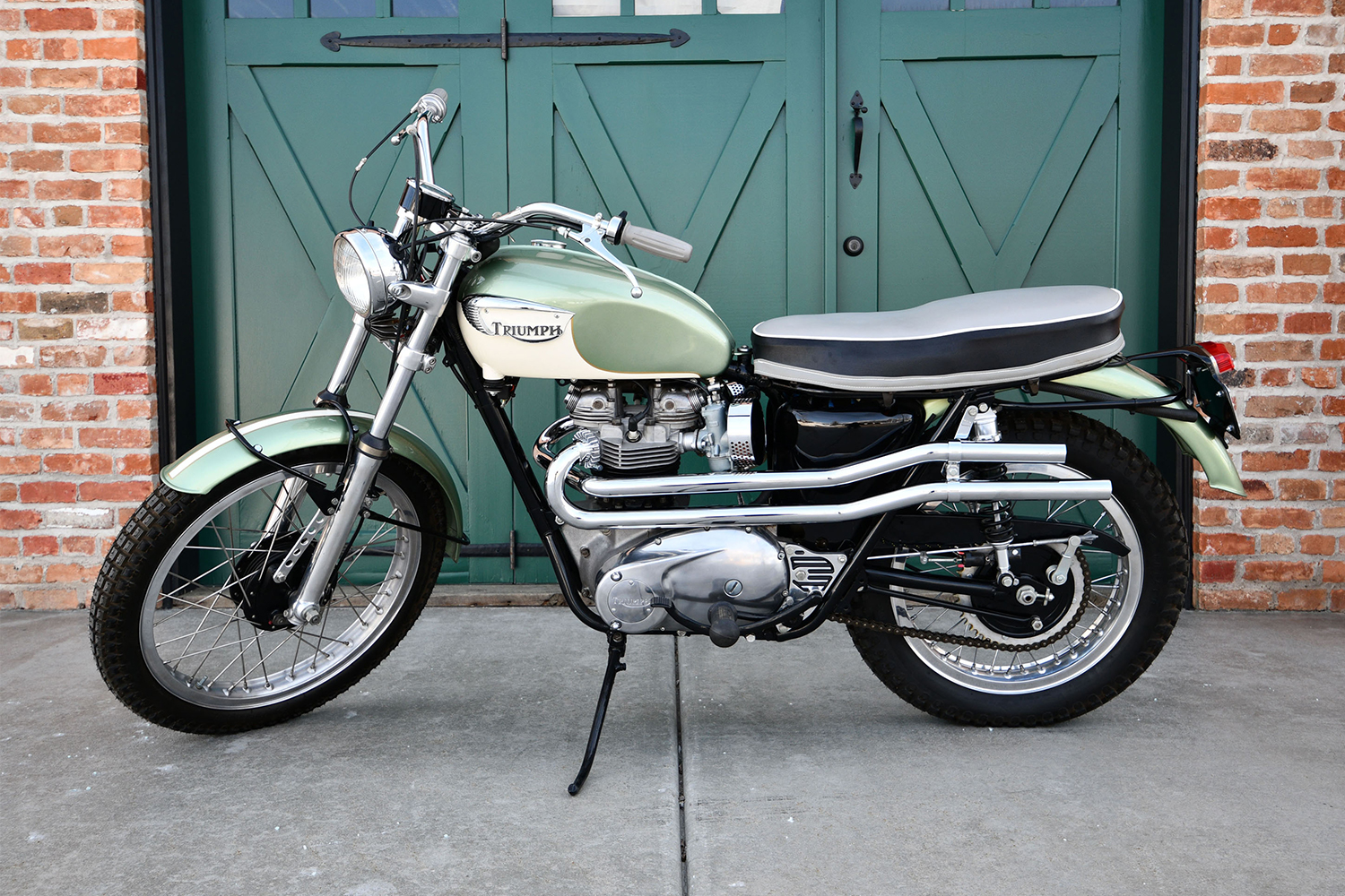 A 1970 Triumph Bonneville TR120 owned by Steve McQueen's Solar Productions. The motorcycle is headed to RM Sotheby's Monterey auction.
