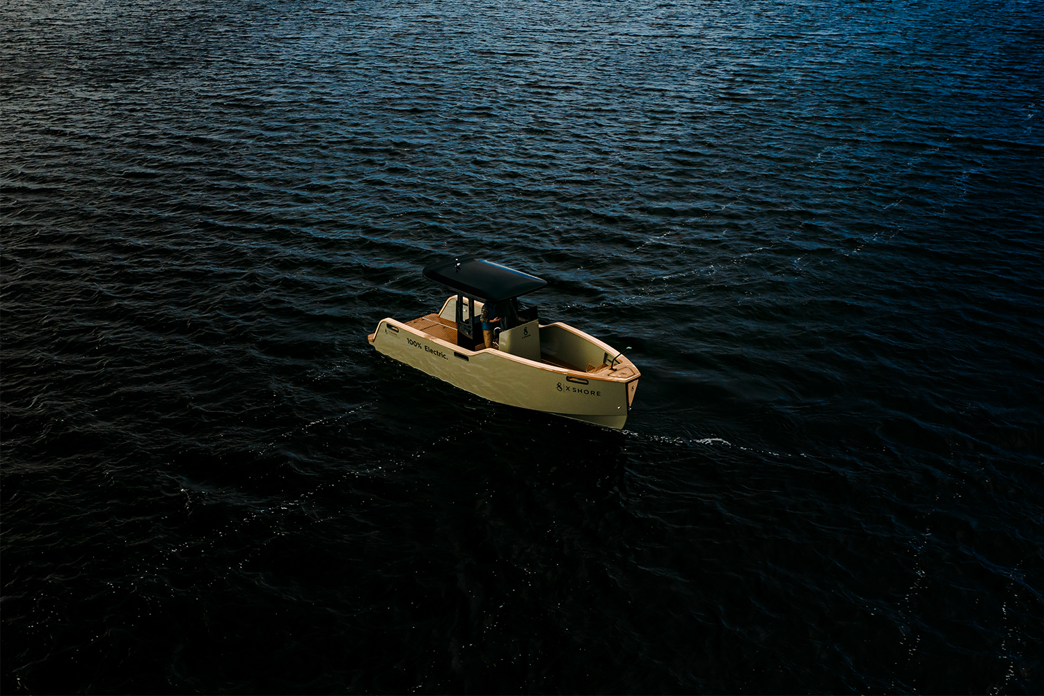 The Eelex 8000, an all-electric boat from Swedish company X Shore, sitting in the water. Can this yacht tender, now available in the U.S., revolutionize the boating industry?