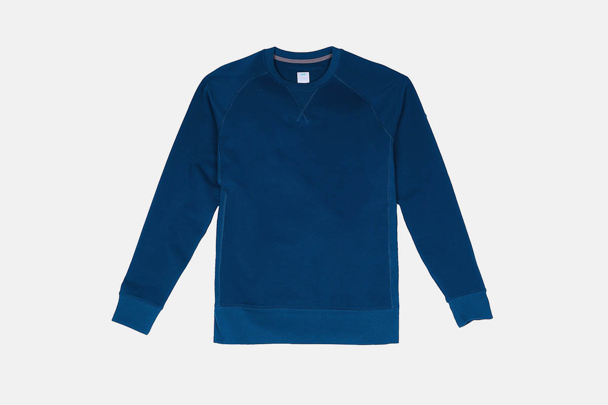 A blue activewear sweatshirt made by Myles Apparel.