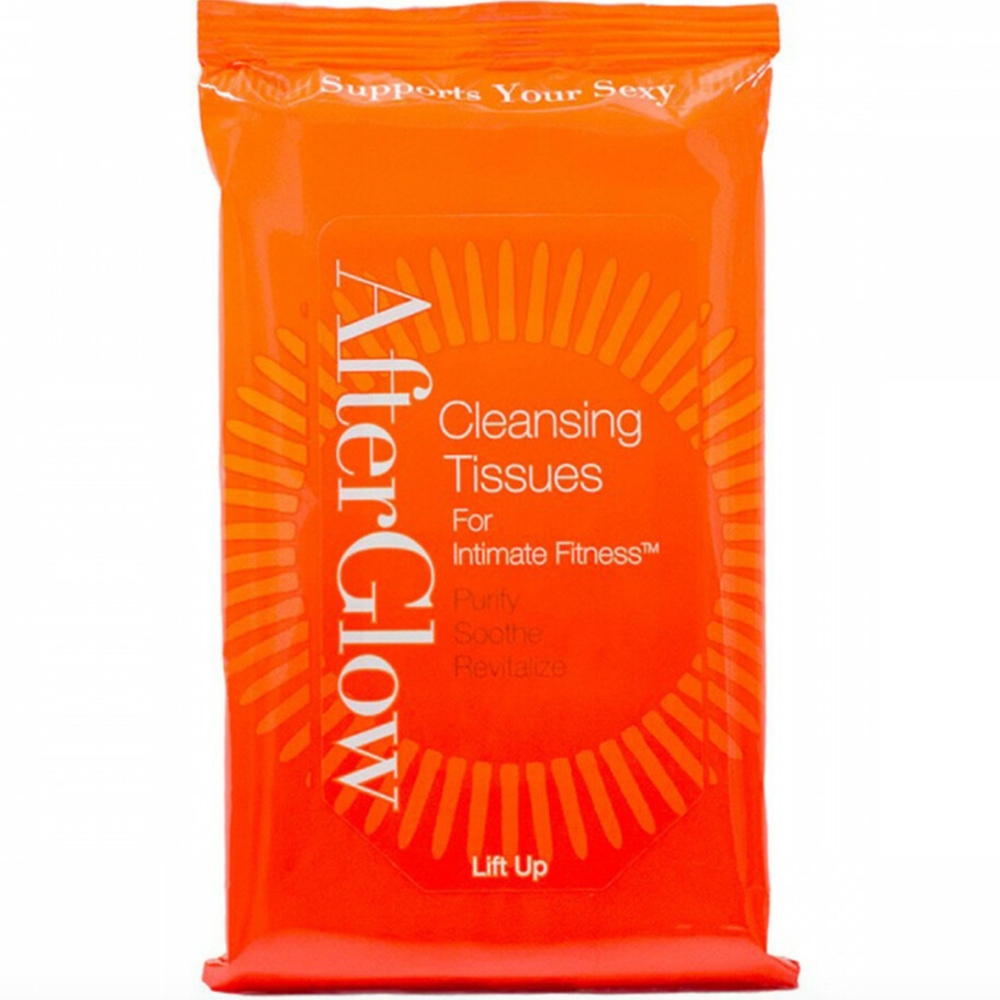 Photo shows orange package of Afterglow Cleansing Wipes