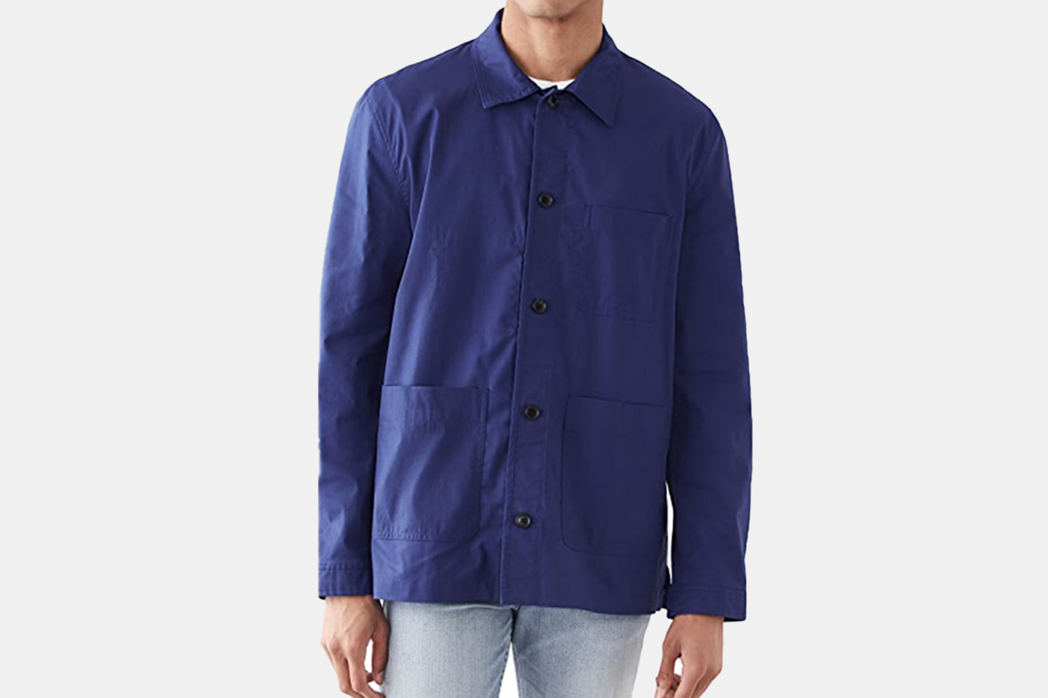 A blue workwear jacket.