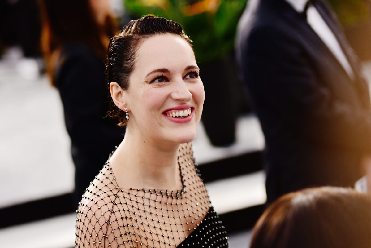 Phoebe Waller-Bridge, who's rumored to be the next Indiana Jones, in a black dress at the SAG Awards