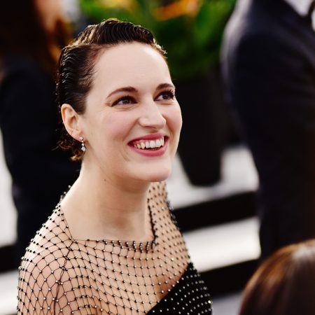 Phoebe Waller-Bridge, who's rumored to be the next Indiana Jones, in a black dress at the SAG Awards