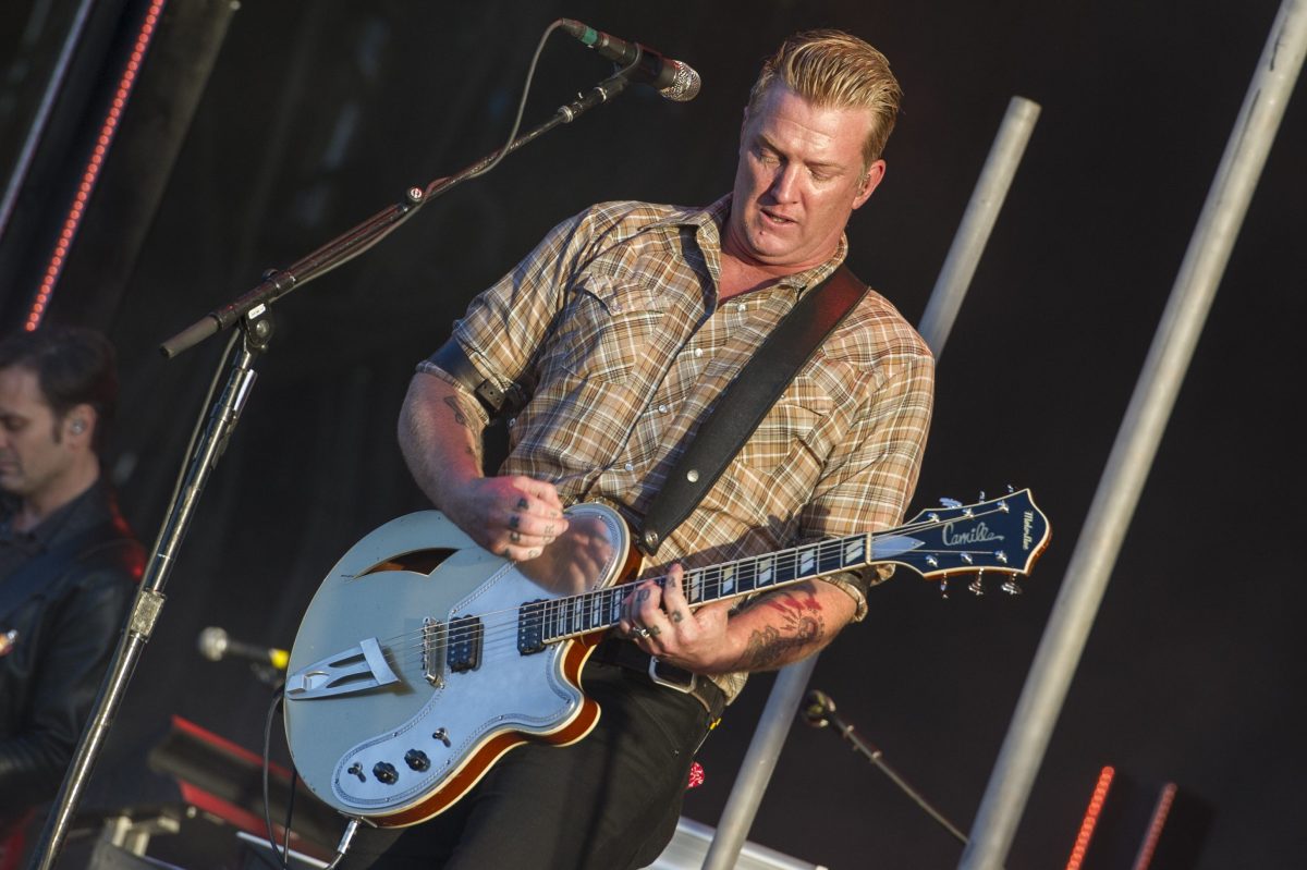 Josh Homme performs at the Queens of the Stone Age and Friends show at Finsbury Park on June 30, 2018 in London, England.