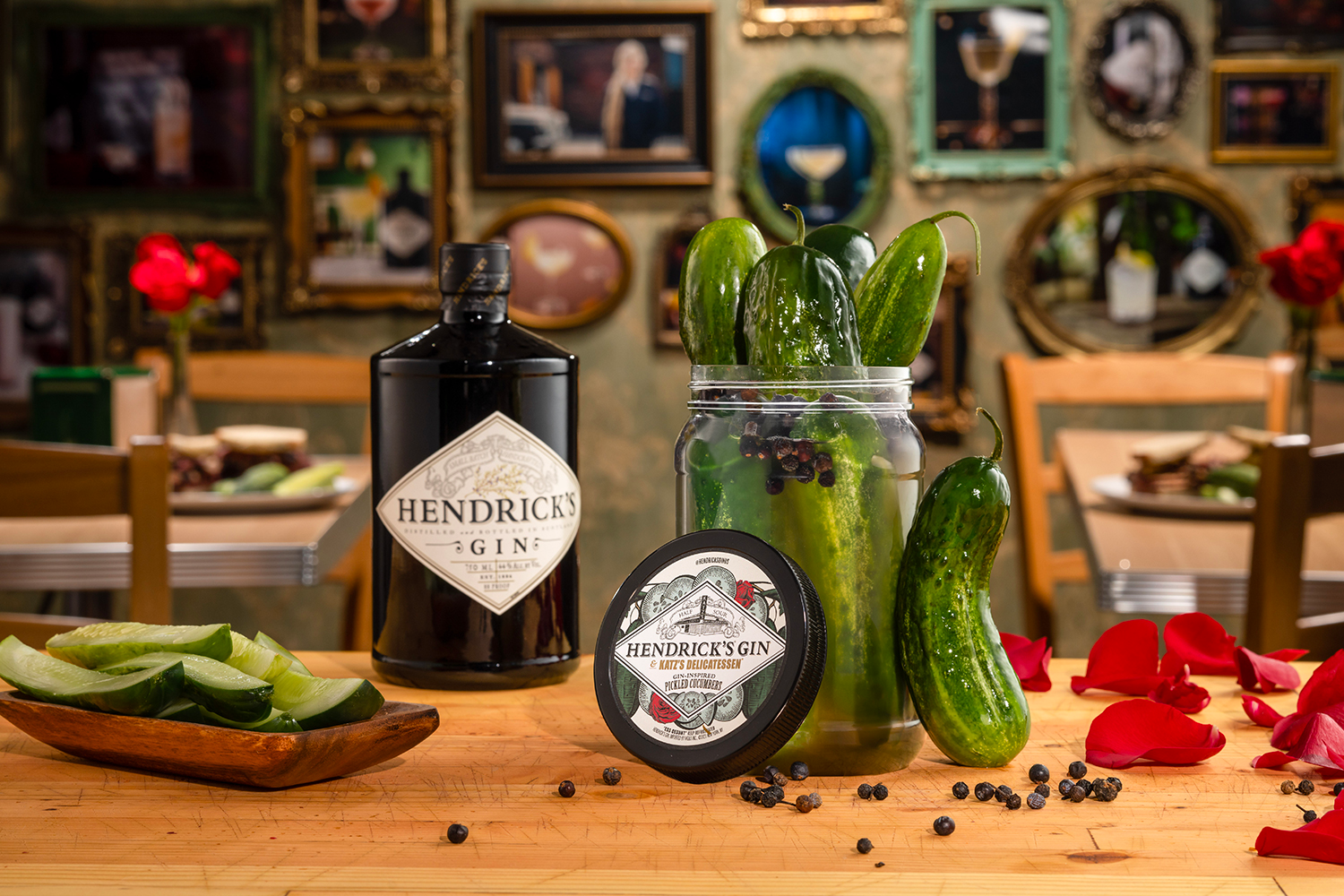 Pickled cucumbers inspired by Hendrick's and Katz's Delicatessen gin