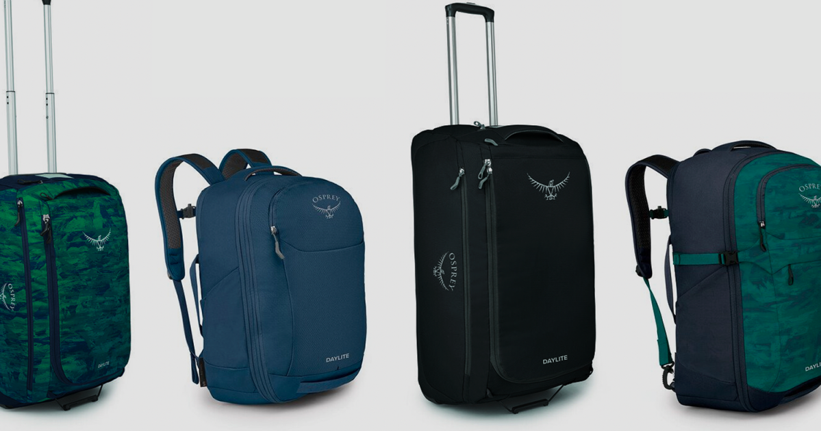 A series of bags from Osprey's Daylite Collection, included new wheeled suitcases, duffels and backpacks