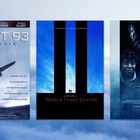 Promotional posters for "Flight 93," "World Trade Center" and "9/11" films