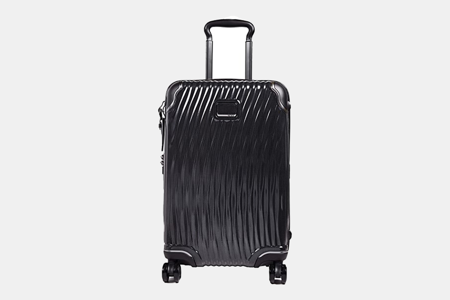 a matte black suitcase.