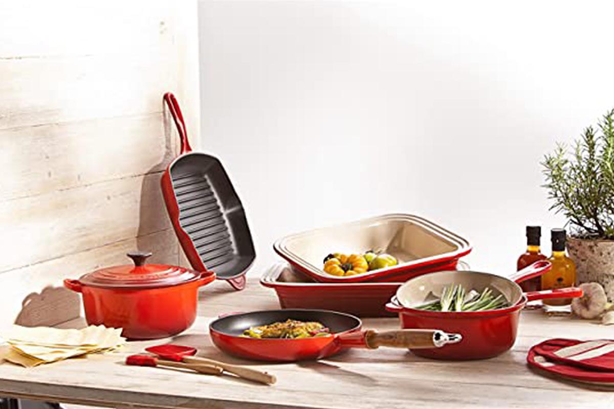 Various cast iron dishes from Le Creuset, pictured. Woot is hosting a one-day sale on cast iron cookware.