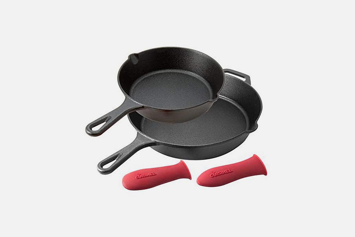 Cuisinel 8" and 10" cast iron skillets, now on sale at Woot