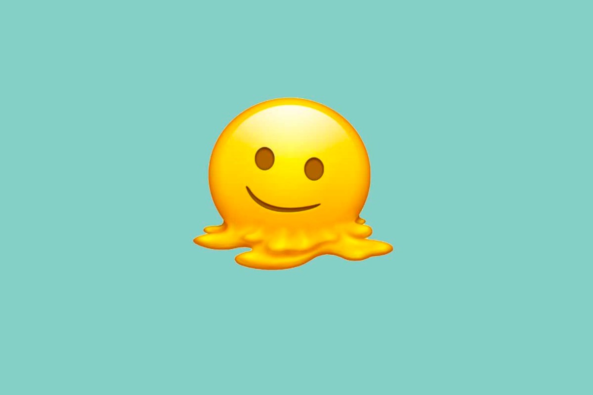 The Melting Face emoji: a yellow smiley face melting into a puddle.