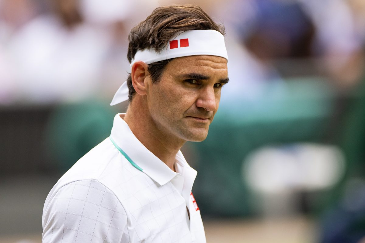 Roger Federer of Switzerland in action at Wimbledon