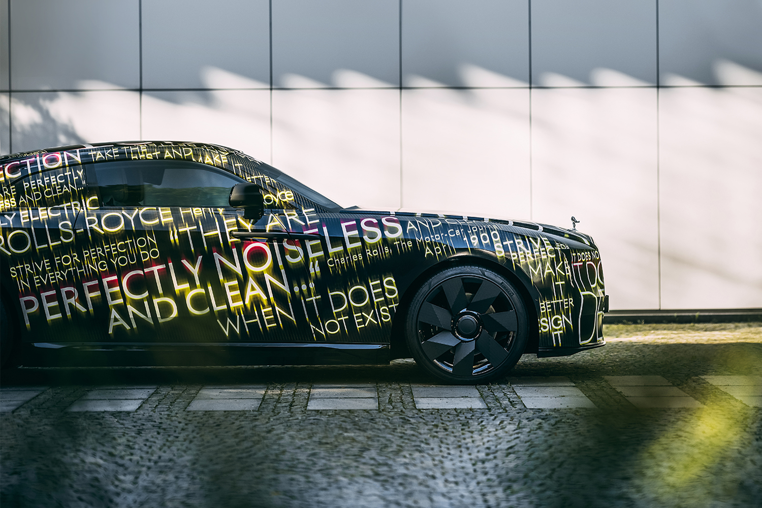 The front end of the new Rolls-Royce Motor Cars Spectre, the first fully electric vehicle from the luxury British automaker