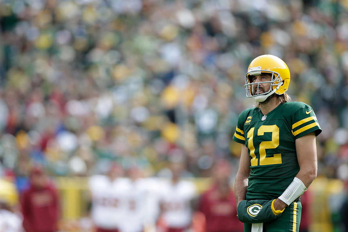 Aaron Rodgers during a recent game against the Washington Football Team.