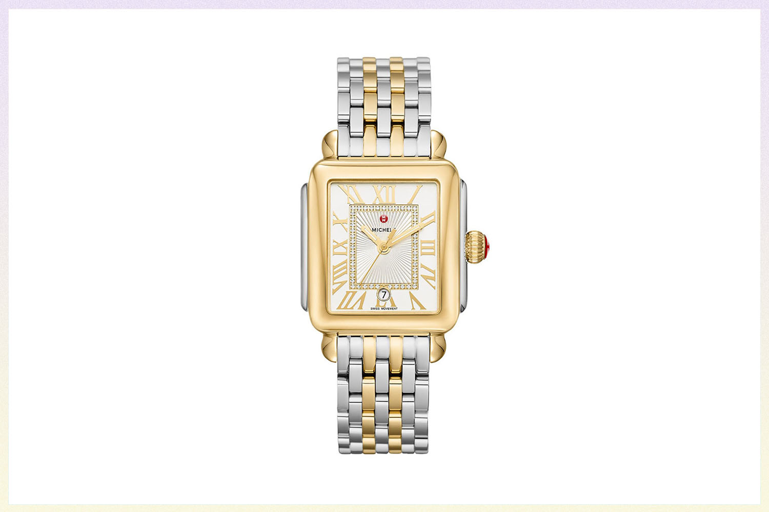 Michele 5-Deco Madison Two-Tone 18K Gold Diamond Dial Watch