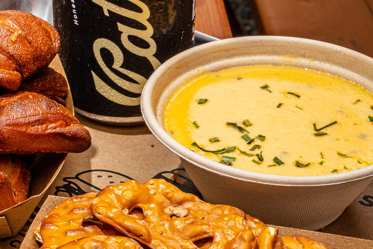 Pretzels with warm beer cheese